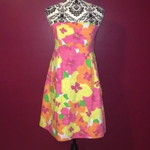 Lilly Pulitzer Floral Strapless Midi Dress